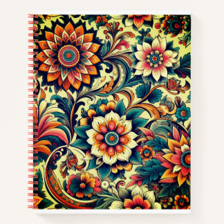 Colourful Ai floral pattern Notebook