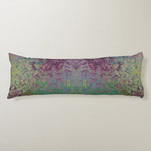 Colourful Alcohol Ink, Green and Burgundy Abstract Body Cushion