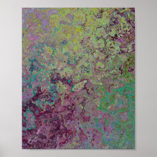 Colourful Alcohol Ink, Green and Burgundy Abstract Poster