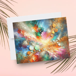Colourful Alcohol Ink Opal Abstract Art Card