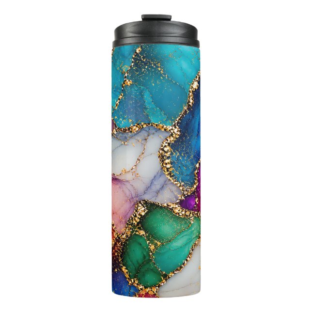 Colourful Alcohol Ink Thermal Tumbler (Front)