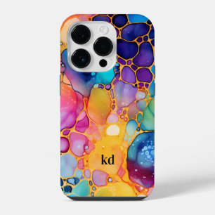 Colourful alcohol ink watercolors background iPhone 14 pro case