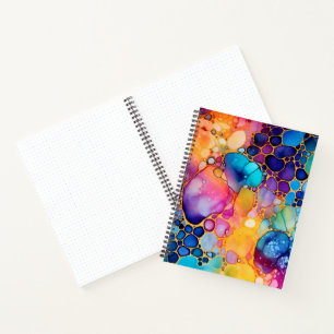 Colourful alcohol ink watercolors background notebook