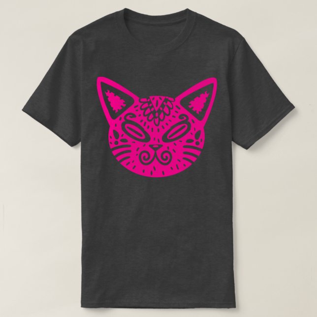 Colourful Alebrije Cat Head T-Shirt (Design Front)