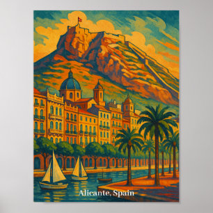Colourful Alicante Spain Vintage Art Costa Blanca Poster