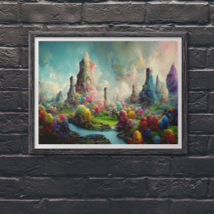 Colourful Alien Fantasy Nature Landscape Poster