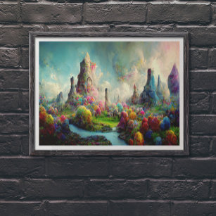 Colourful Alien Fantasy Nature Landscape Poster