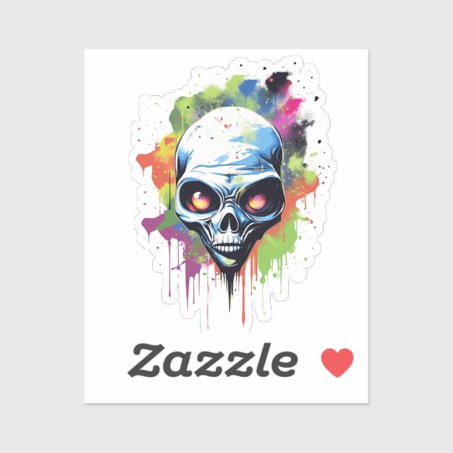 Colourful Alien Head Charming Space Aliens Martian (Sheet)