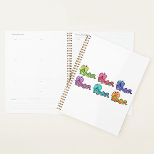 Colourful Alien Worms Spiral Planner