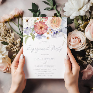 Colourful All Seasons Floral Engagement Party Invitation