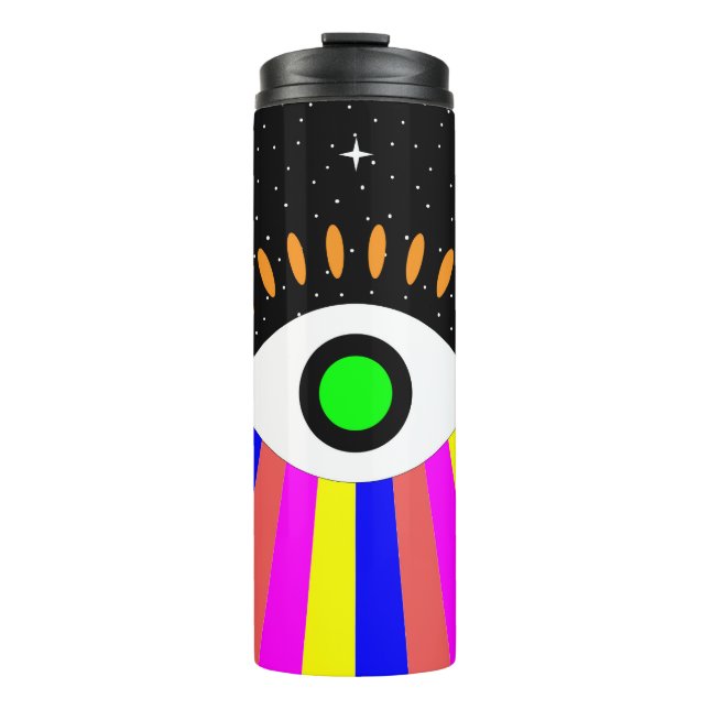 Colourful all seeing eye flat design with stars an thermal tumbler (Front)