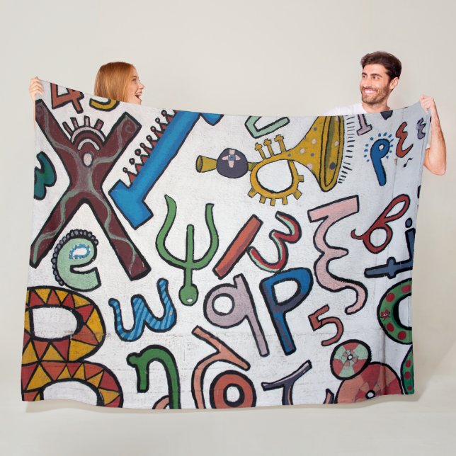 Colourful Alphabet Fleece Blanket (In Situ)