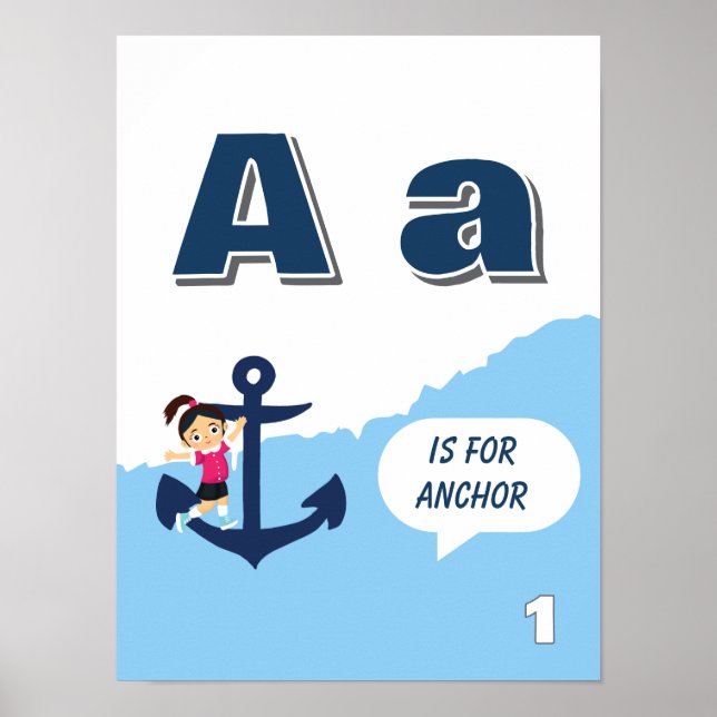 Colourful Alphabet Learning Poster Letter A (Front)