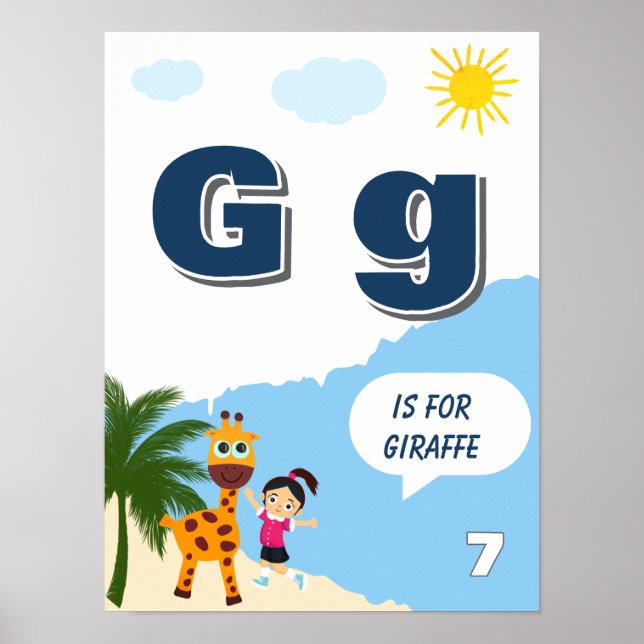 Colourful Alphabet Learning Poster Letter G (Front)