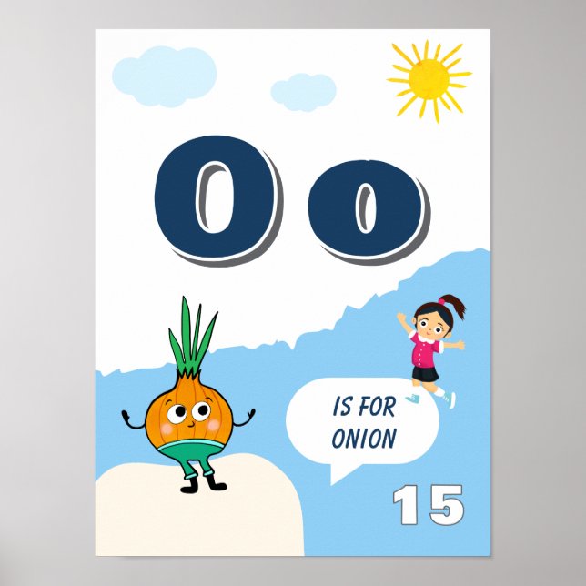 Colourful Alphabet Learning Poster Letter O (Front)