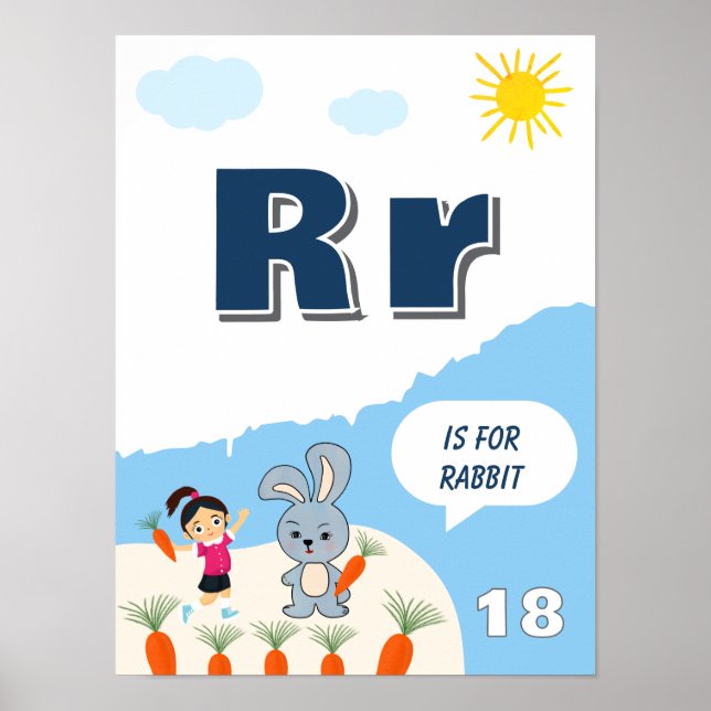 Colourful Alphabet Learning Poster Letter R (Front)