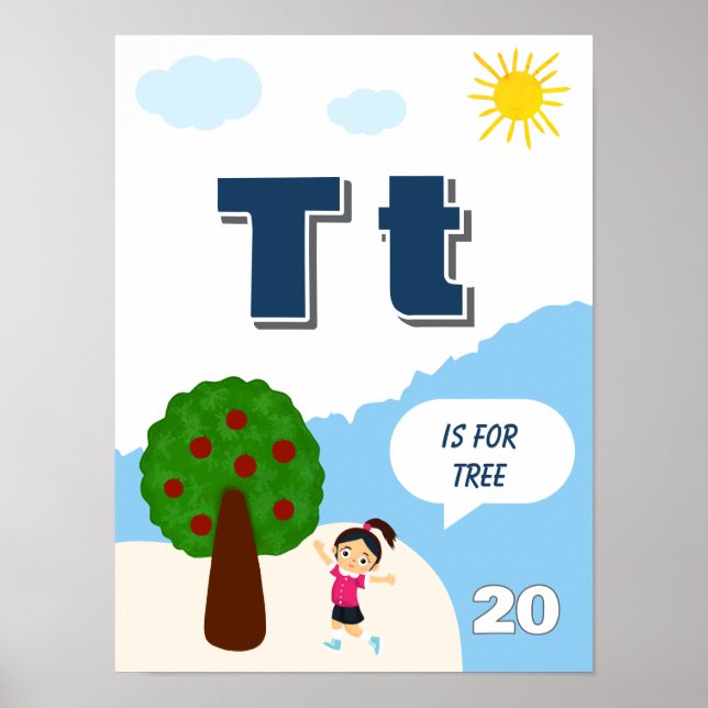 Colourful Alphabet Learning Poster Letter T (Front)