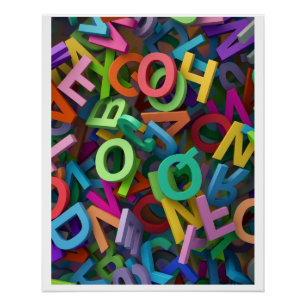 Colourful Alphabet Letters Typography Playful Lear Poster
