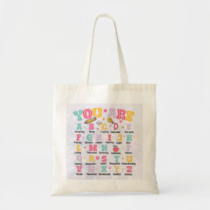 Colourful Alphabet Positive Text Back to School Tote Bag