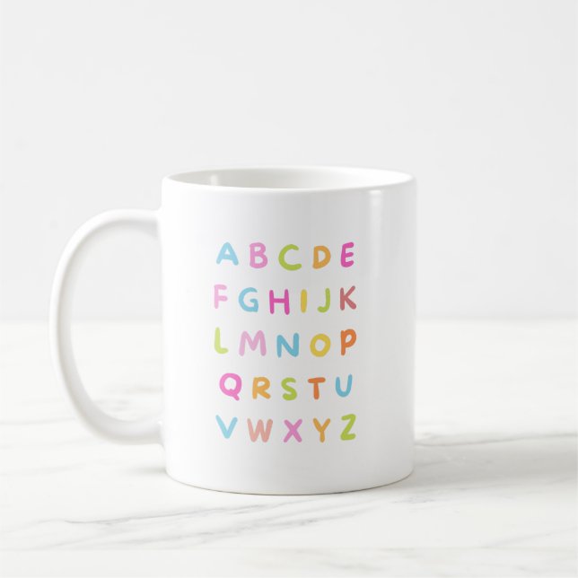 Colourful Alphabet Typography Coffee Mug (Left)
