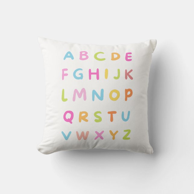 Colourful Alphabet Typography Cushion (Front)