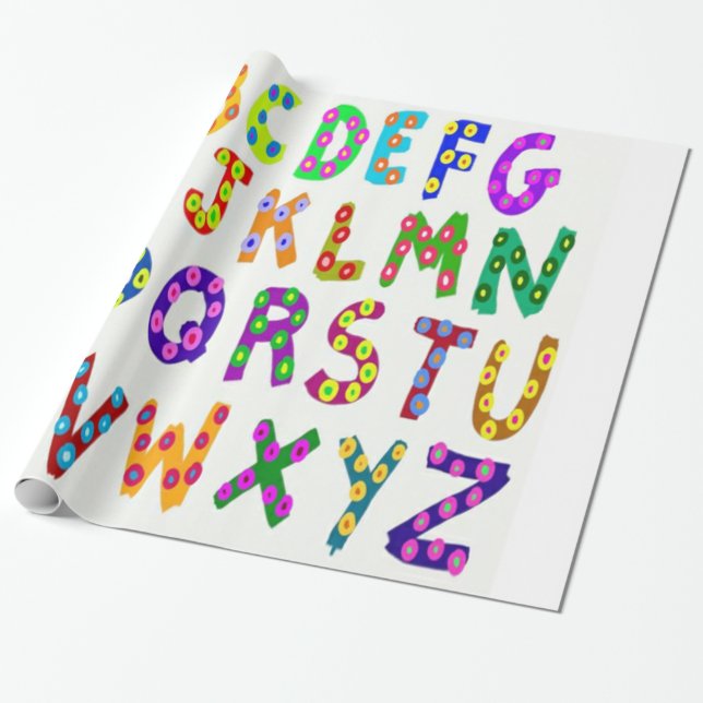 Colourful Alphabet Wrapping Paper (Unrolled)