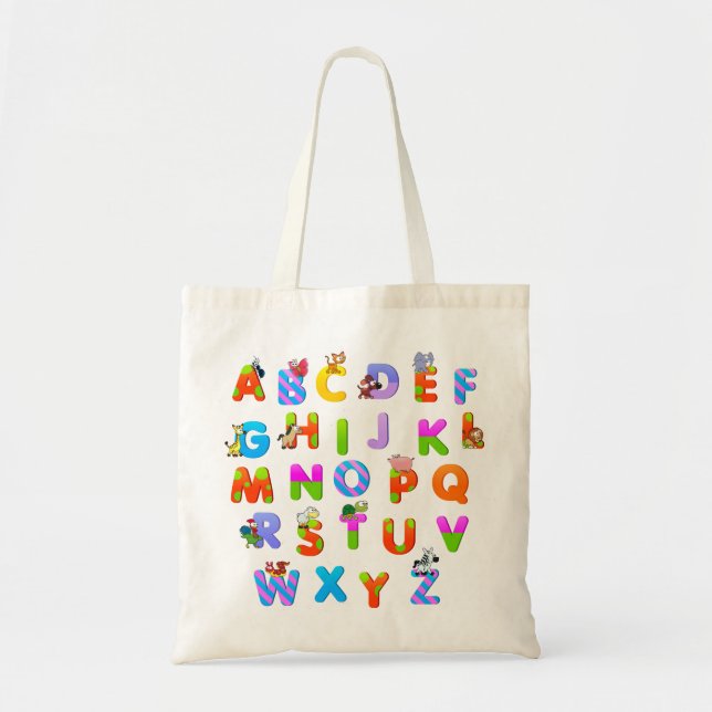 Colourful Alphabetical Letters Tote Bag (Front)