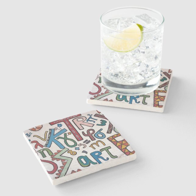 Colourful Alphabets Stone Coaster (Side)
