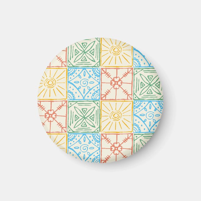 Colourful Amalfi style tile seamless pattern Magnet (Front)