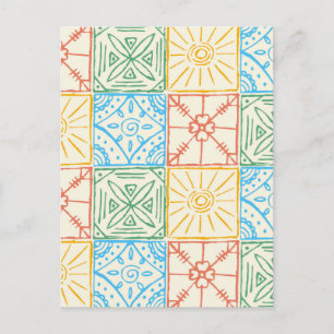 Colourful Amalfi style tile seamless pattern Postcard