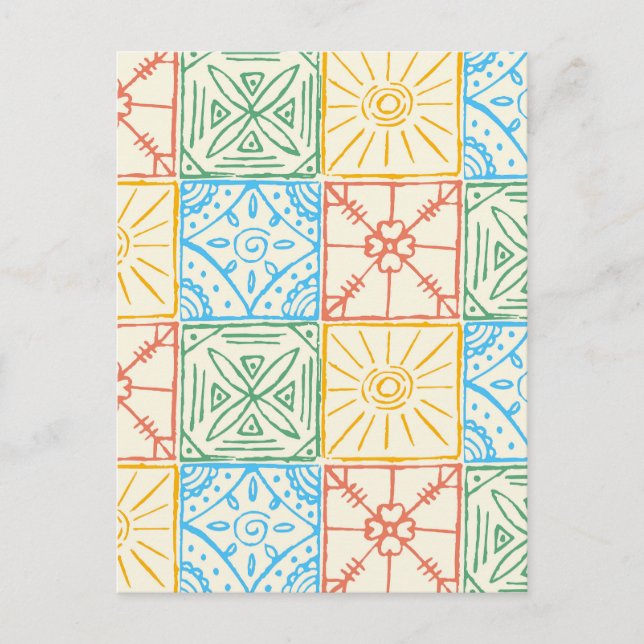 Colourful Amalfi style tile seamless pattern Postcard (Front)