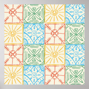 Colourful Amalfi style tile seamless pattern Poster