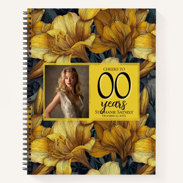 Colourful Amaryllis Forty Birthday Customised Notebook (Front)