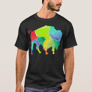 Colourful American Bison Wildlife Animal Buffalo  T-Shirt