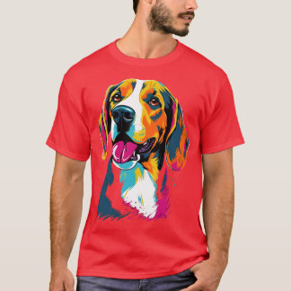 Colourful American Foxhound Art Dog Face T-Shirt