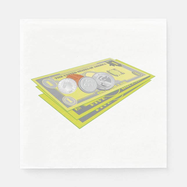 Colourful American Money Cash and Coins Napkin (Front)