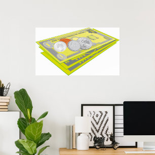 Colourful American Money Cash and Coins  Poster