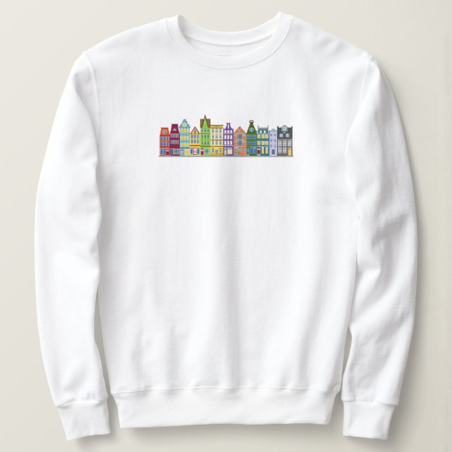 Colourful Amsterdam Row Houses Warm Cosy Sweatshir Sweatshirt (Design Front)