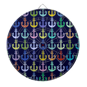 Colourful Anchor Pattern Navy Dartboard