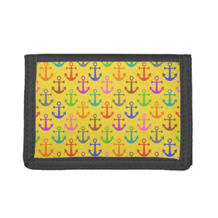 Colourful Anchor Pattern Retro Nautical Tri-fold Wallet