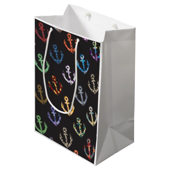 Colourful Anchors Medium Gift Bag (Front Angled)