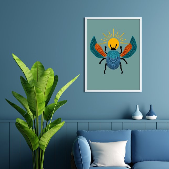 Colourful ancient Egyptian scarab rolling Sun Poster (Creator Uploaded)