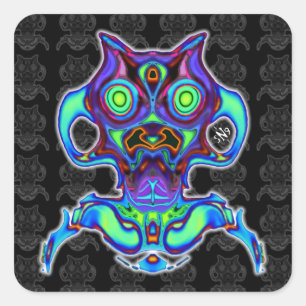 Colourful ancient space idol v1.1 square sticker