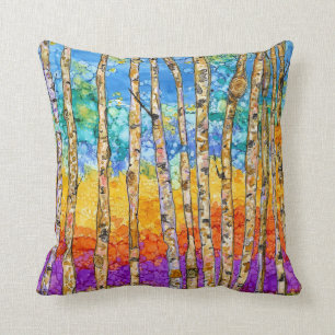 Colourful and Beautiful Aspen Trees Throw Pillow