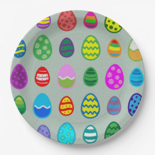 Colourful and beautiful Easter egg pattern Paper Plate