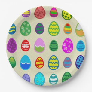 Colourful and beautiful Easter egg pattern Paper Plate