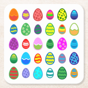 Colourful and beautiful Easter egg pattern Square Paper Coaster