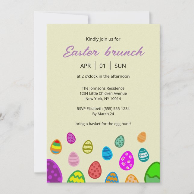 Colourful and beautiful Easter eggs Invitation (Front)