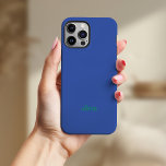 Colourful and Bold | Blue and Green iPhone 13 Pro Max Case<br><div class="desc">This trendy case with your name features a colourful,  deep blue background,  with modern green text to really make a statement.</div>