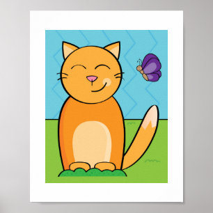 Colourful and Bold Cat Poster for Children Decor